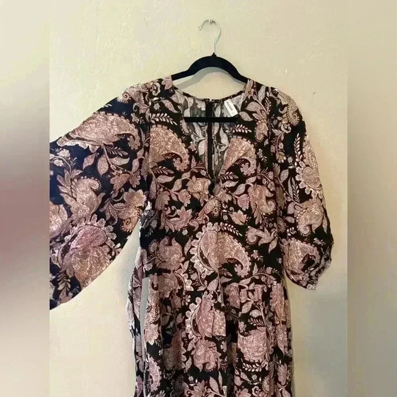 ANTHROPOLOGIE KIVARI V-Neck Puff-Sleeve Linen Dress - Picture 9 of 16